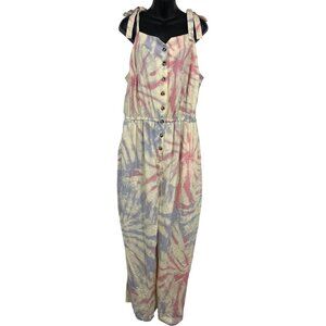 ModCloth Women Jumpsuit Romper Tie Dye Plus Size 2X Pockets Linen Cream New